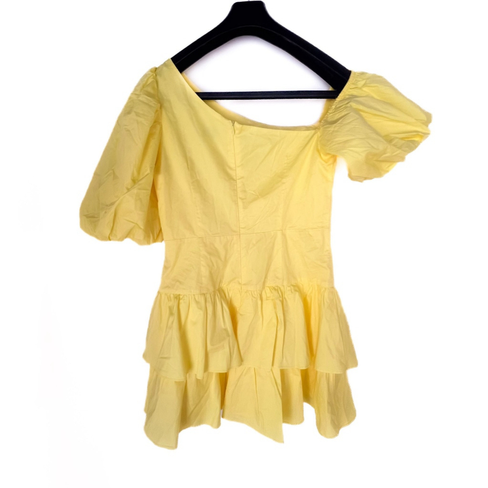 HelloMolly Dress Sz M Yellow Puff Sleeve Tiered Ruffle Mini Cottagecore Babydoll - Picture 6 of 13